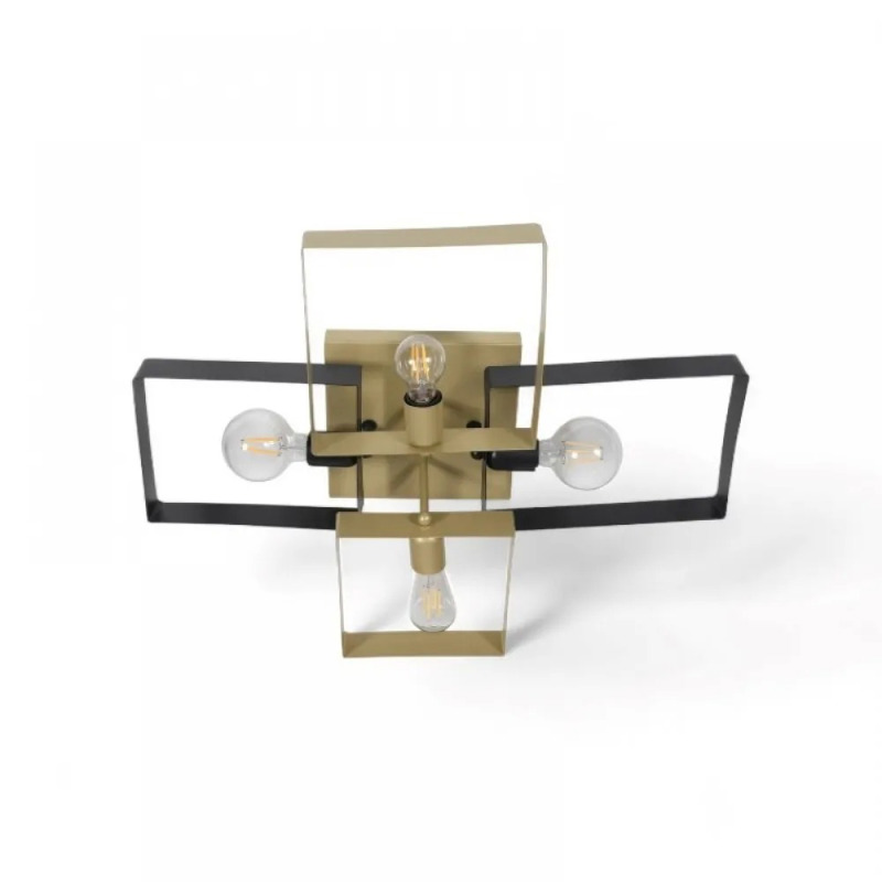 NG Lighting Φωτιστικό Οροφής Πλαφονιέρα Χειροποίητο Μεταλλικό Μαύρο/Χρυσό Τετράφωτο Ε27 75x60x20cm 2026470